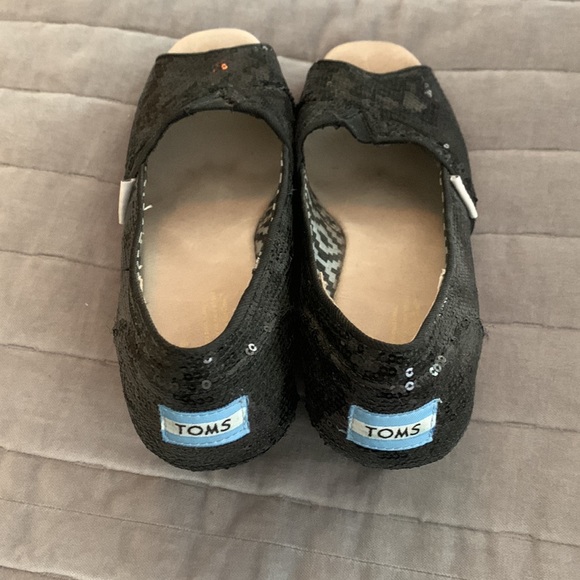 Toms sequin black wedge heels like new condition - Picture 3 of 4